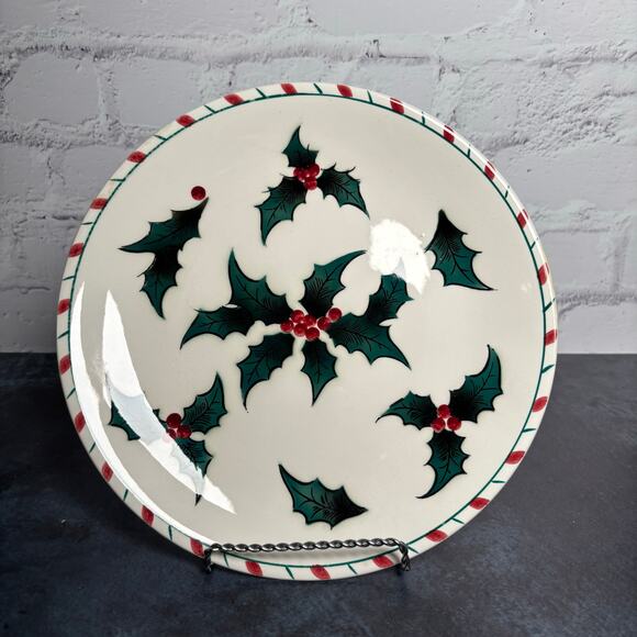 Lefton Vintage MCM Holly Candy Cane Luncheon Plates Christmas Plates Set of 6 - Picture 1 of 5